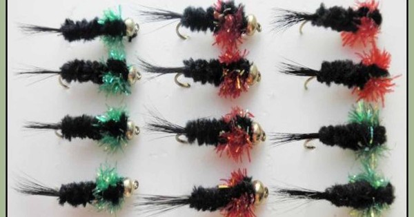 12 Mosche Montana Per Pesca A Mosca – Gold Head Red Long Shank – Taglie 10/12 – Troutflies UK
